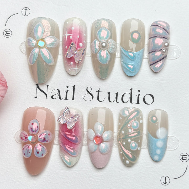 Artistic Floral Press-On Nail Set 1790746209