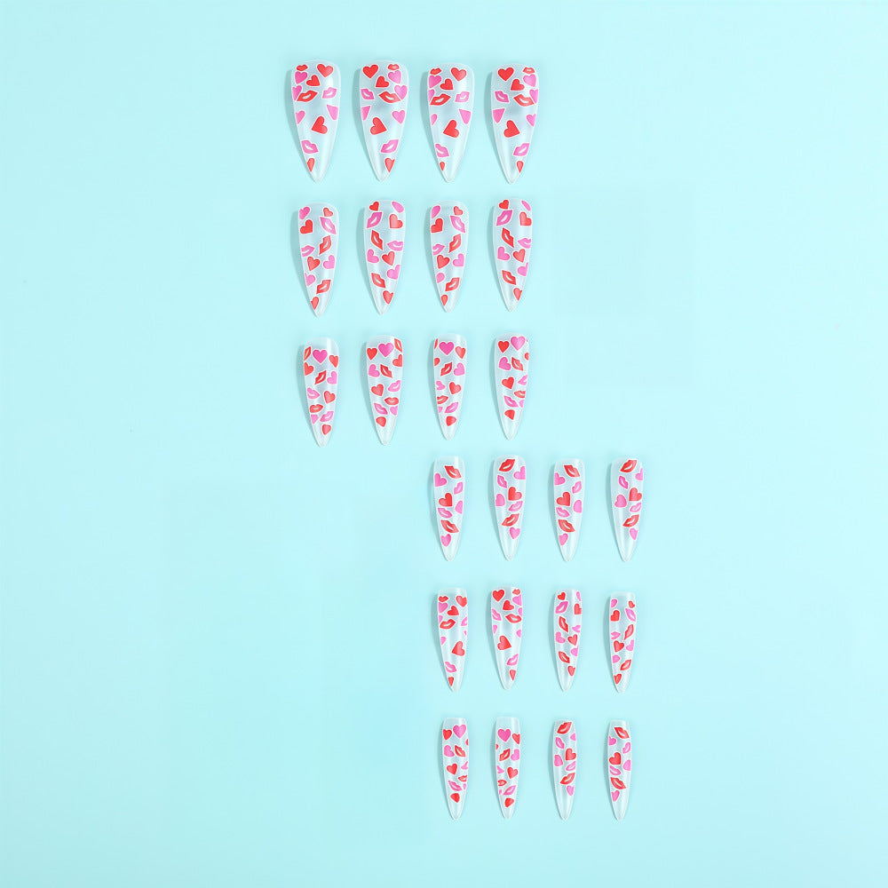 Artificial nail tips with heart motifs Stornfield