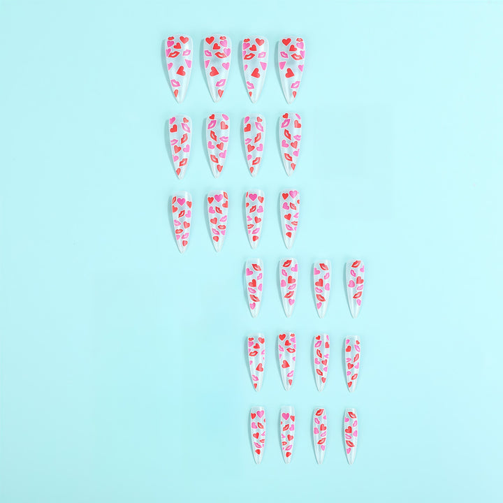 Artificial nail tips with heart motifs Stornfield