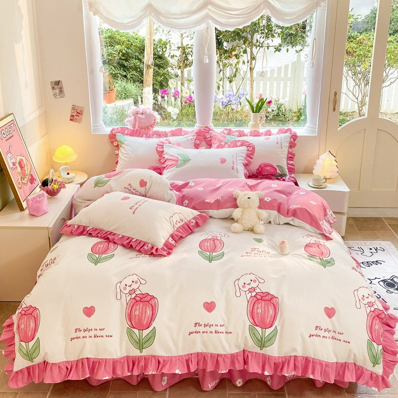 Children's Playful Strawberry Print Bedding Set
