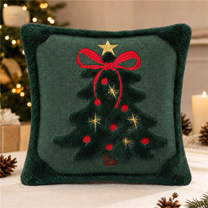 Autumn Plush Decorative Throw Pillow with Dimensional Pumpkin Applique