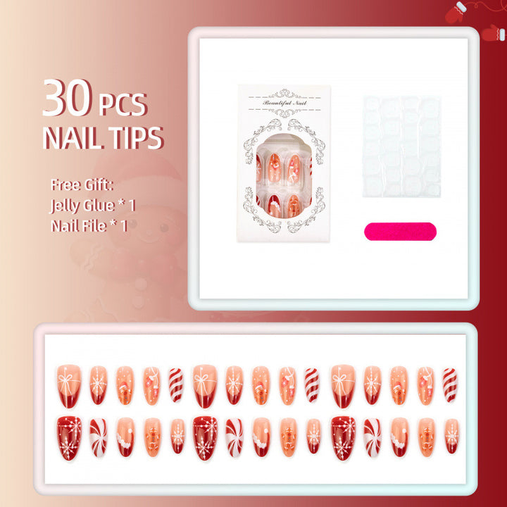 Festive Holiday-Themed Press-On Nail Set 1790736606