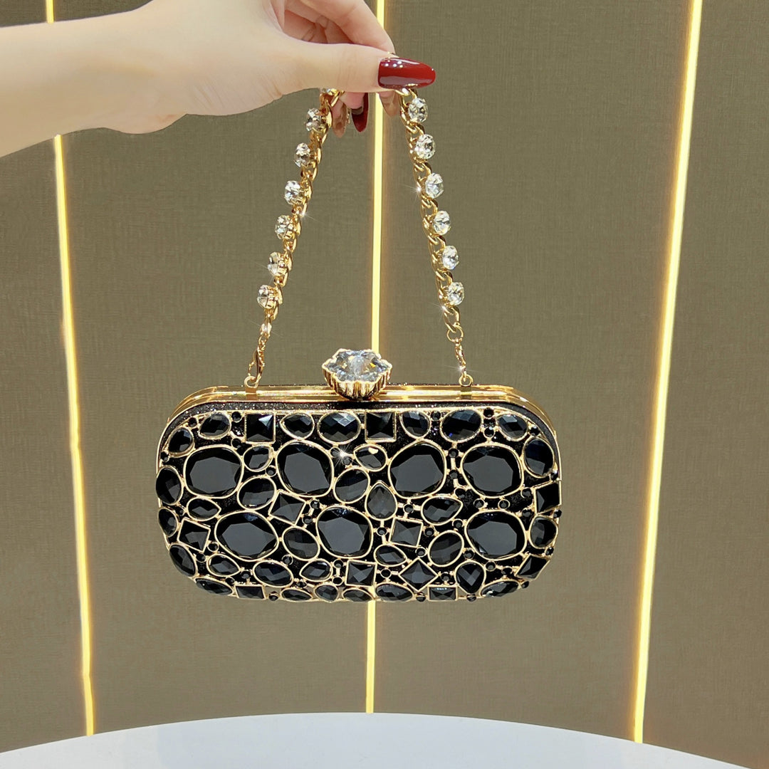 Decorative Crystal-Accented Evening Clutch