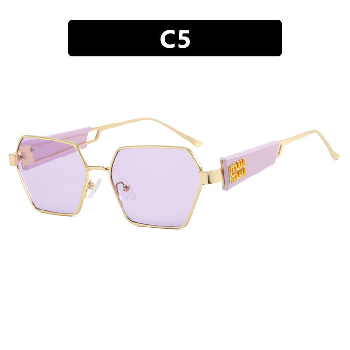 Ladies hexagonal sunglasses with elegant metal frame and protective lenses Stornfield