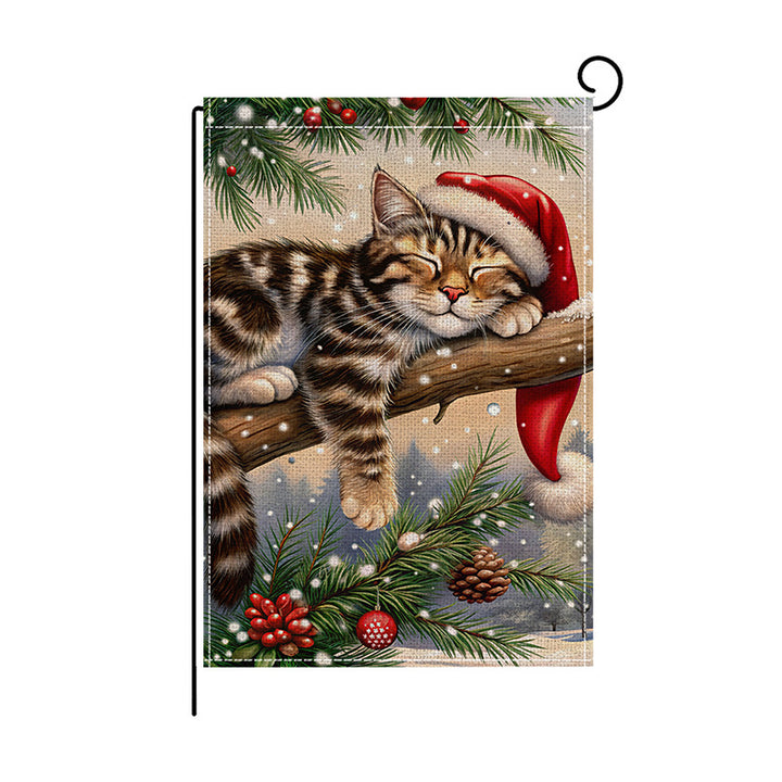 Outdoor Decorative Garden Flag Winter Lantern Poinsettia Design