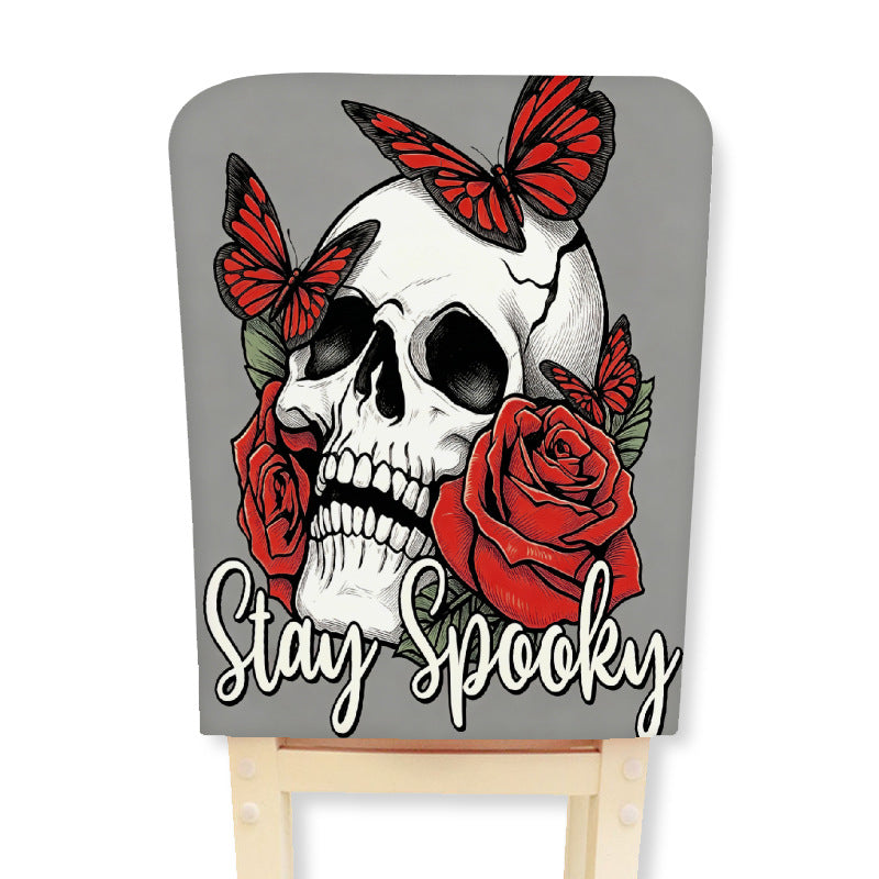 Stretch chair cover for dining chairs with Halloween witch print