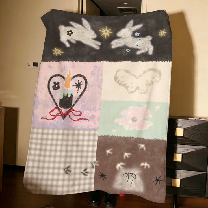 Artistic Patchwork Fleece Blanket