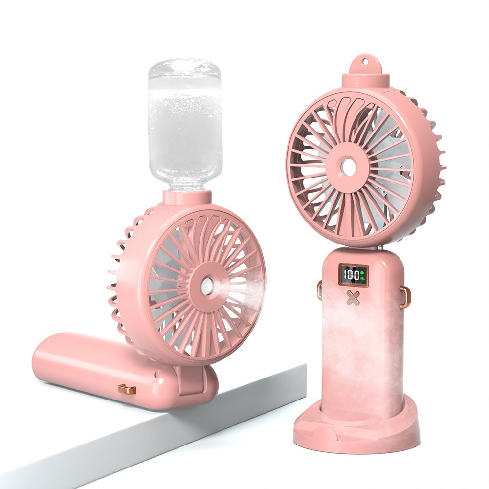 Cooling compact rechargeable adjustable-angle dual-head personal fan with digital battery display and magnetic dock Stornfield