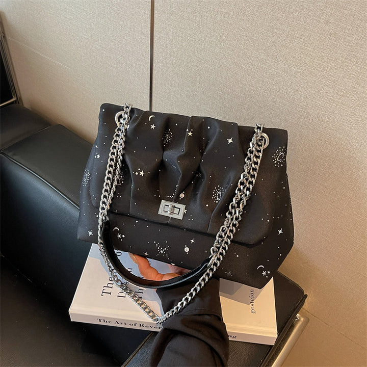 Stylish Chain-Accented Handheld Shoulder Bag