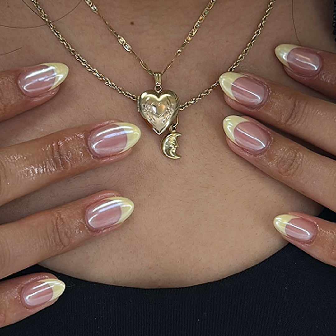 Elegant and refined nail art with shimmering French-tip Stornfield