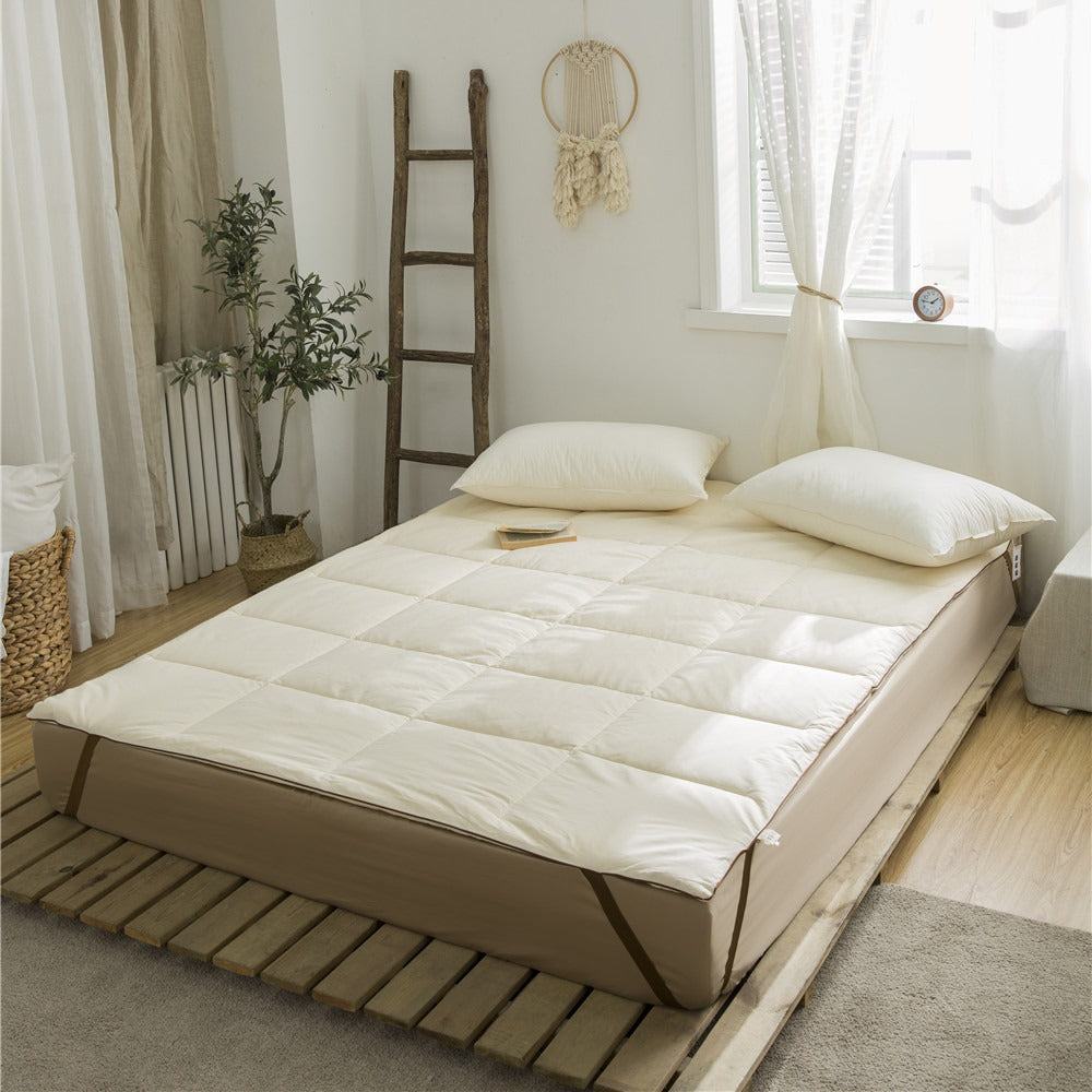 Quilted Bamboo-Blend Hypoallergenic Mattress Topper with Deep-Fit Elastic Straps