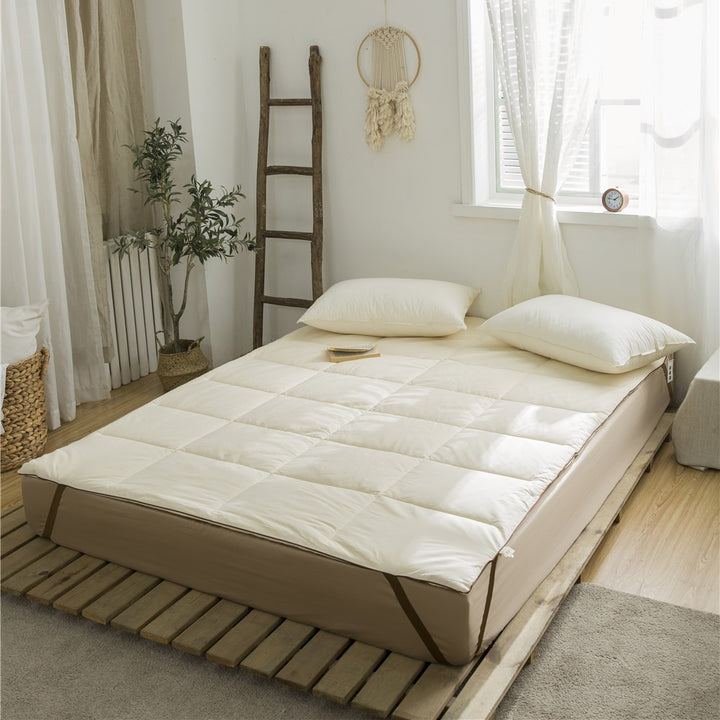 Quilted Bamboo-Blend Hypoallergenic Mattress Topper with Deep-Fit Elastic Straps