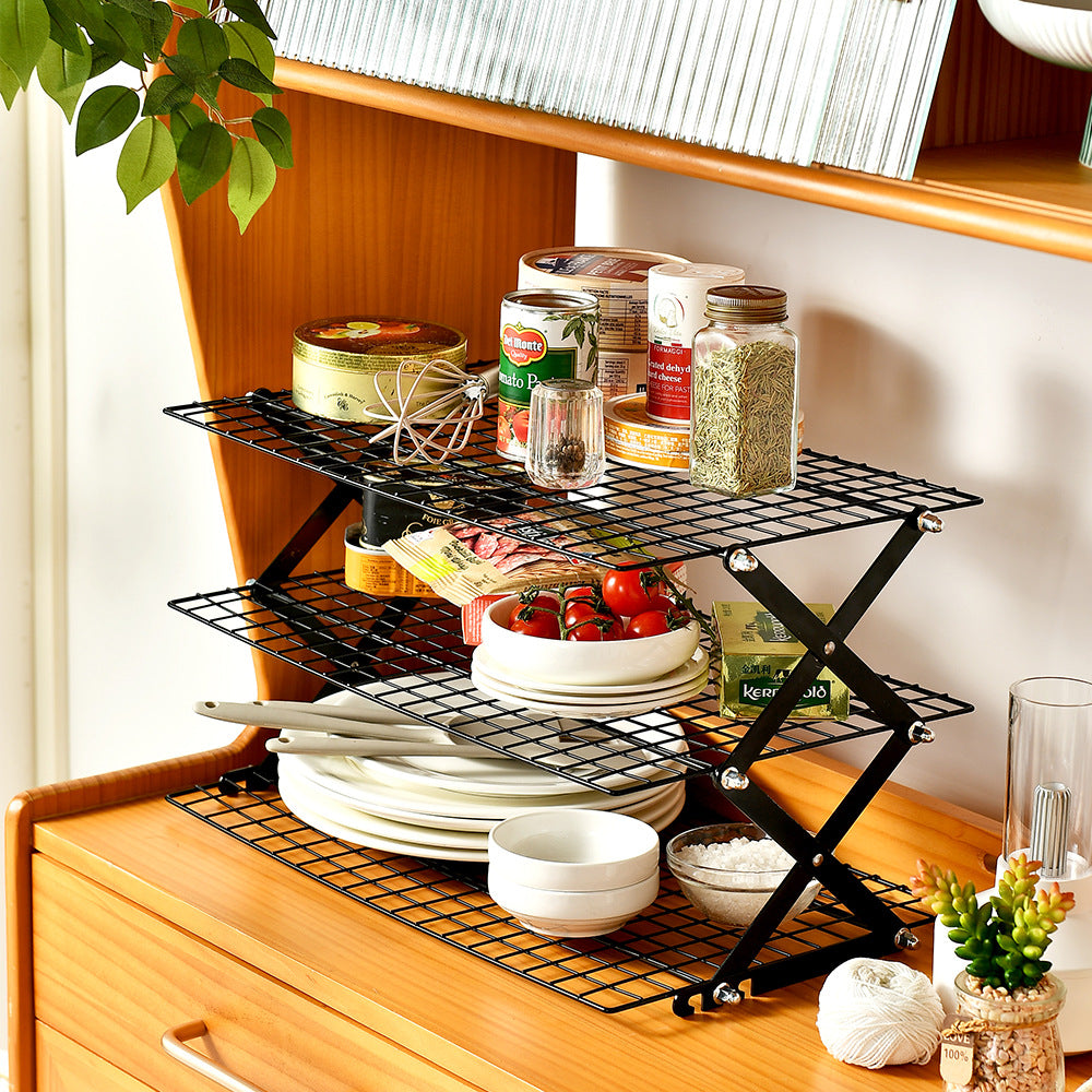 Foldable Kitchen Rack Made of Sturdy Metal Grid Stornfield