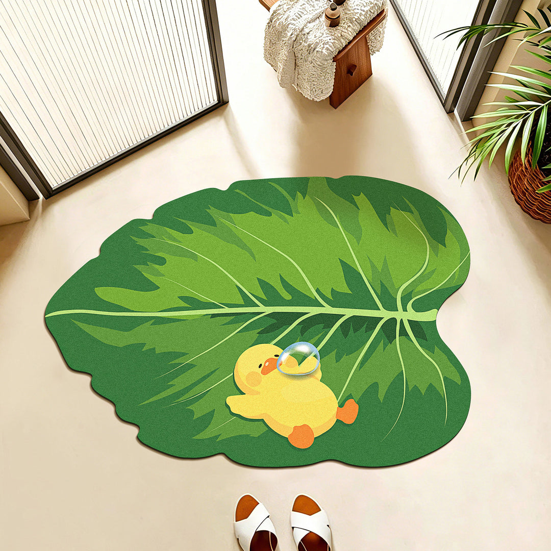 Playful Leaf-Shaped Floor Mat