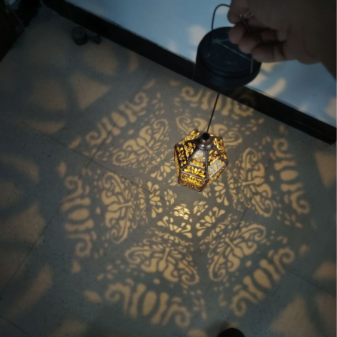 Ornate Moroccan Cutout Metal Hanging Pendant Light With Decorative Shadow Projection And Ceiling Canopy Stornfield