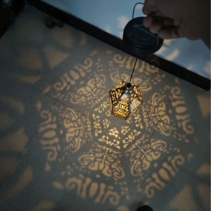 Ornate Moroccan Cutout Metal Hanging Pendant Light With Decorative Shadow Projection And Ceiling Canopy Stornfield