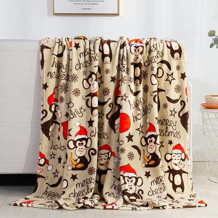 Festive Holiday-Themed Plush Throw Blanket