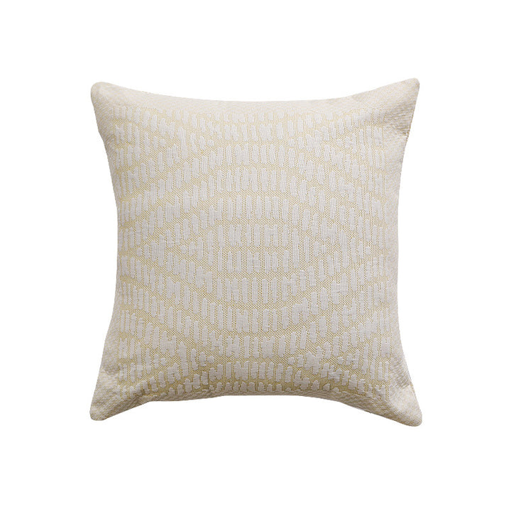 Square sofa decorative cushion with fine woven relief structure and central circle ornament