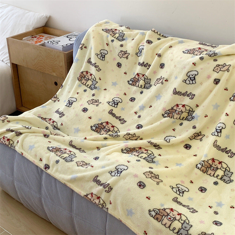 Cozy Plush Cartoon Dog-Themed Throw Blanket