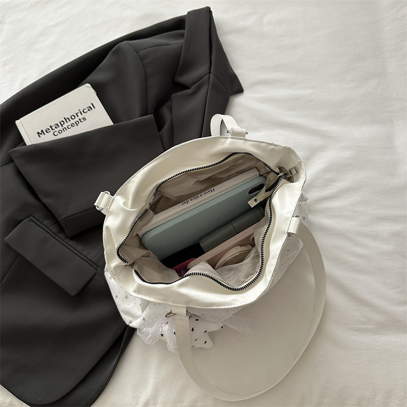 Star-Embellished Ruffled Handbag