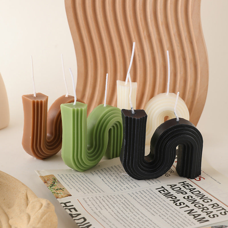 Sculptural Ribbed U-Arch Decorative Soy Wax Candle