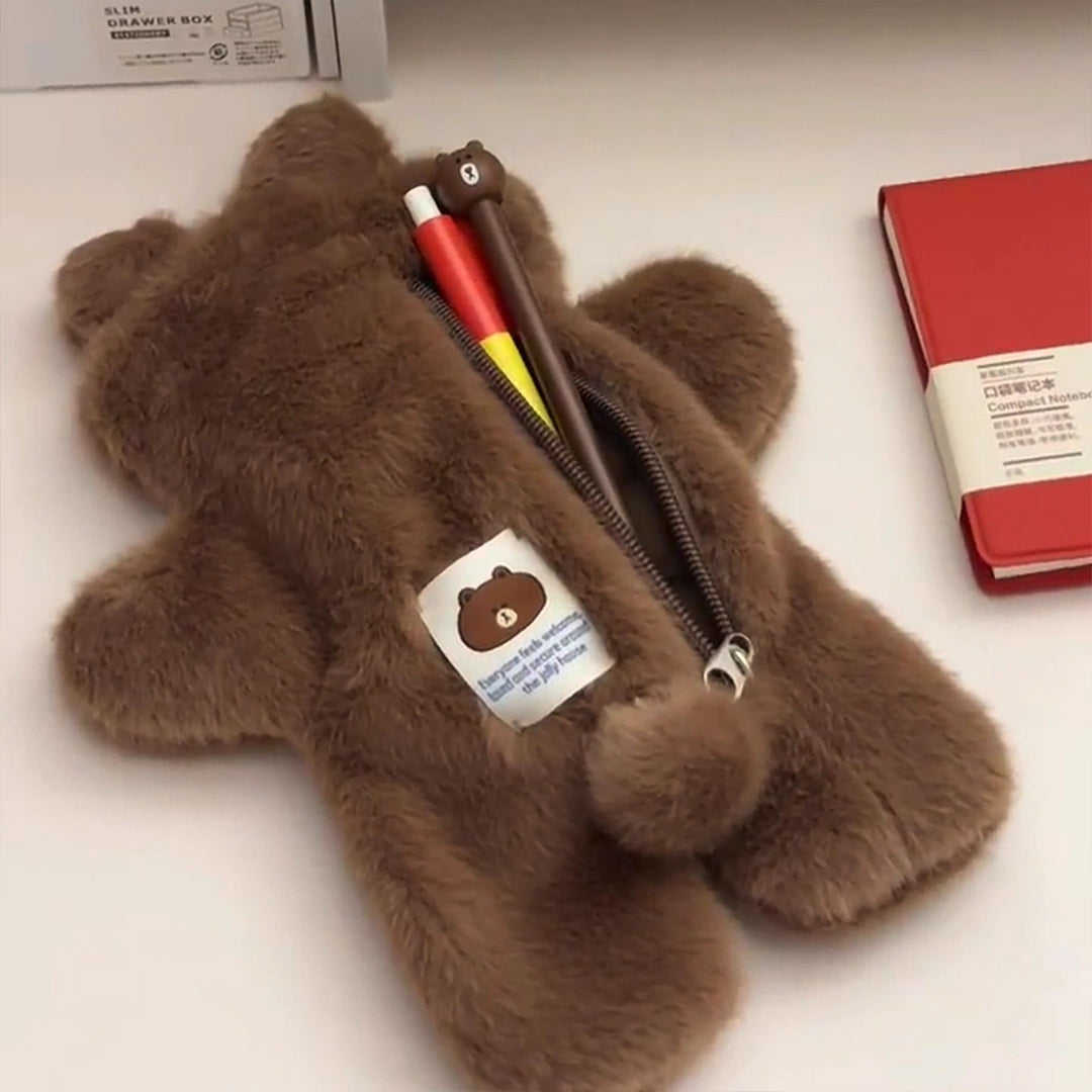 Plush Animal Print Pencil Case