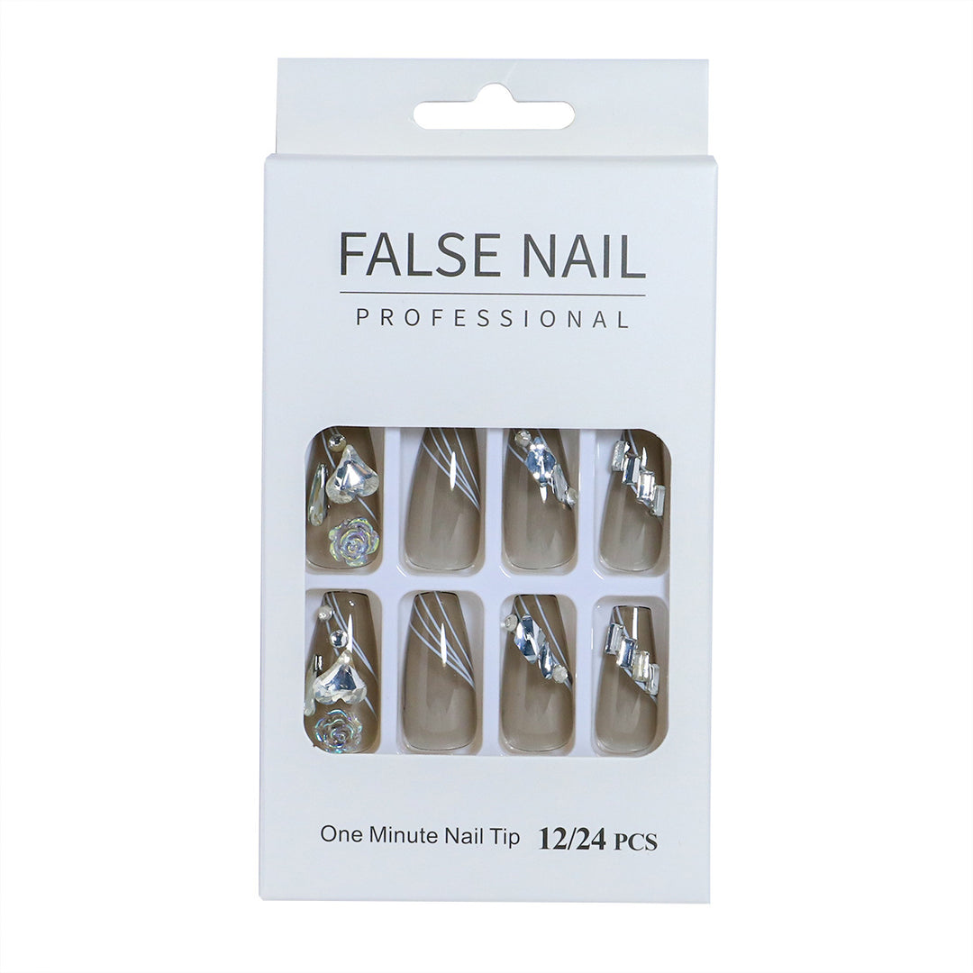 Decorative Press-On Nail Set with 3D Accents Stornfield