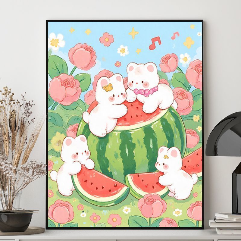 Cute Bunny-Themed Illustration Canvas Art Stornfield