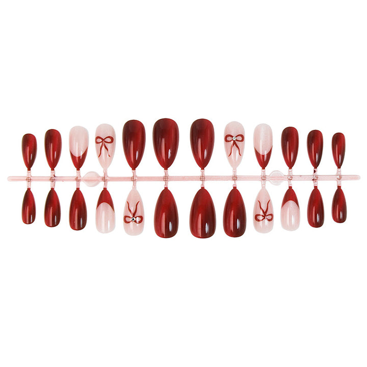 Acrylic Nail Set with Luxurious Ombre Effects and Delicate Bows Stornfield