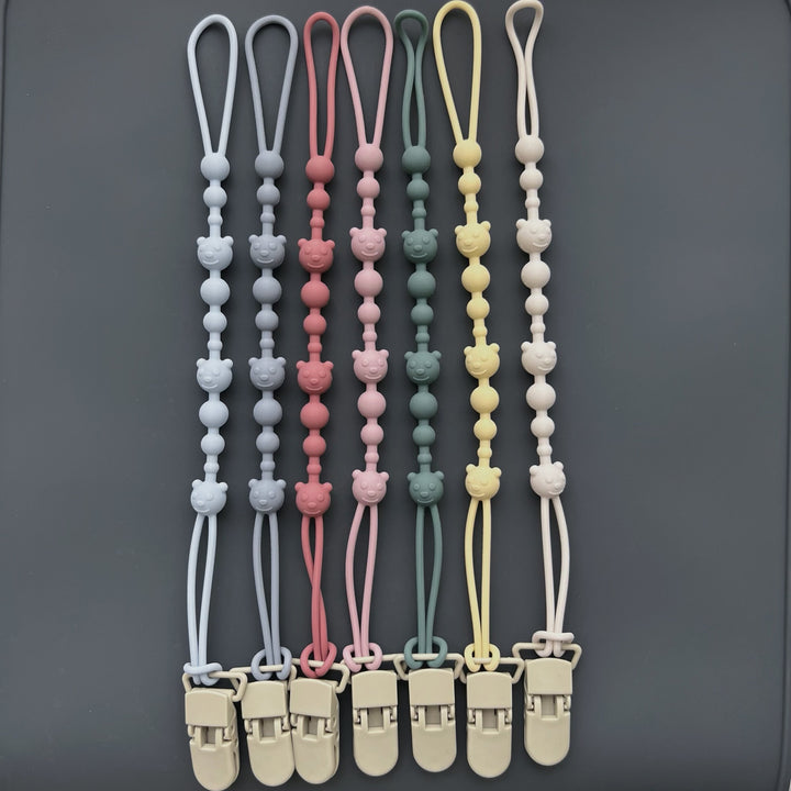 Silicone Beaded Pacifier Clip with Safety Lock