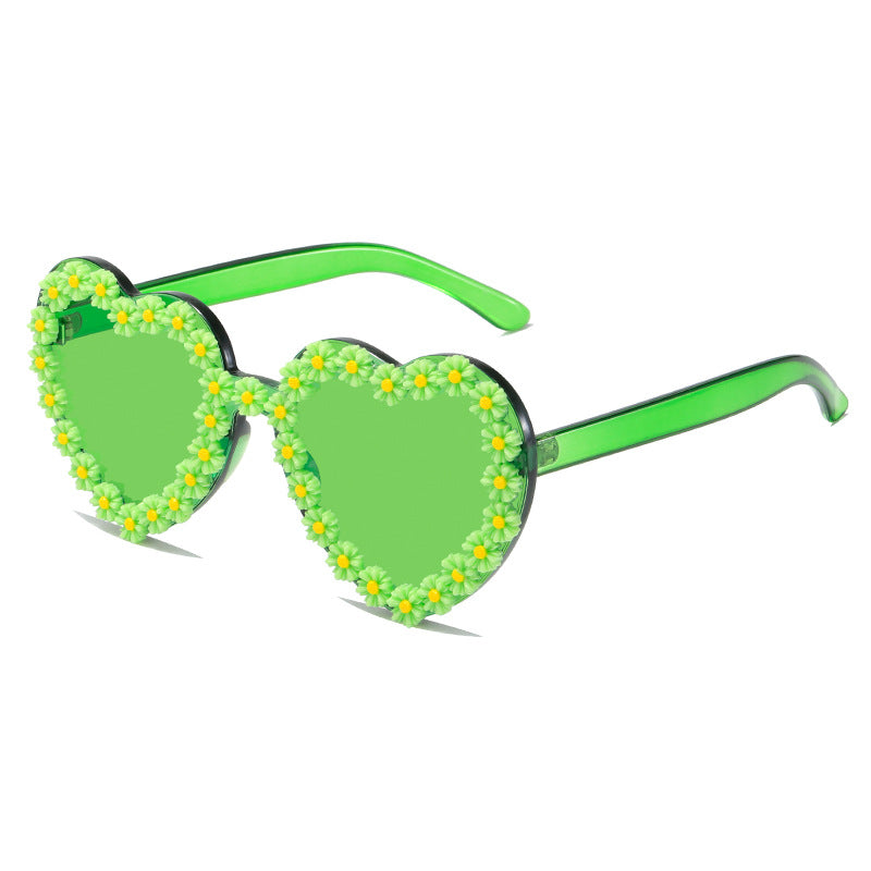 Ladies Love-Shaped Sunglasses with Floral Embellishments Stornfield