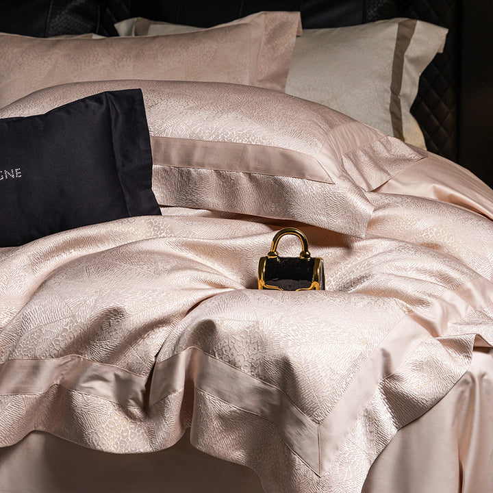 Luxury Jacquard Duvet Cover Set with Satin Border