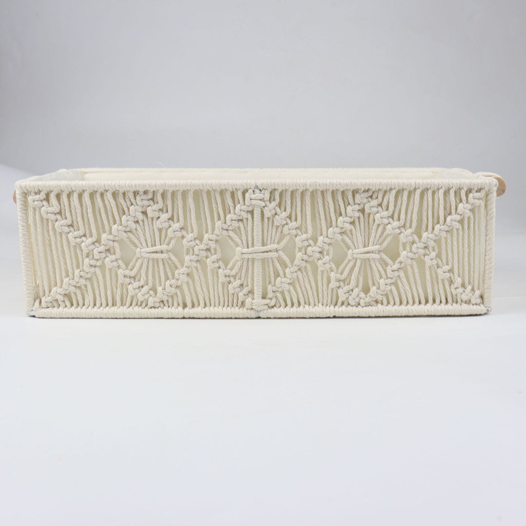 Storage basket with macrame pattern Stornfield