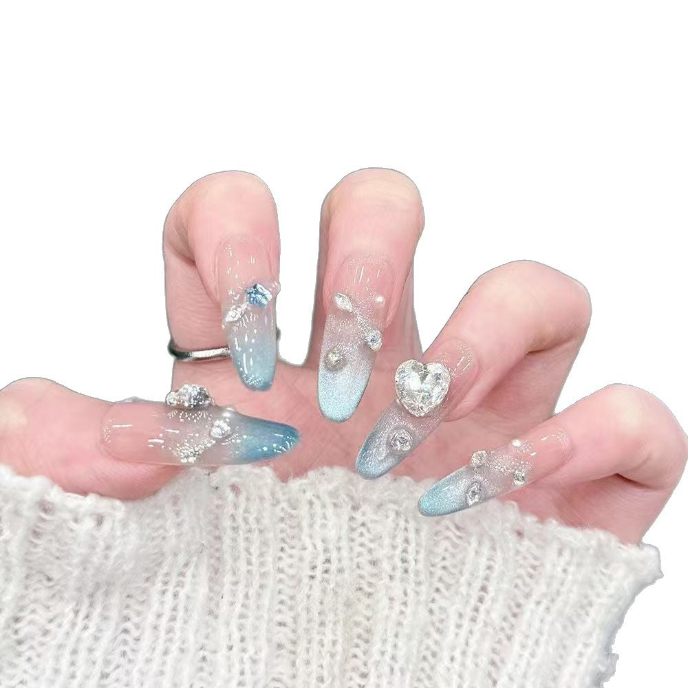 Artistic 3D Jewel-Embellished Press-On Nail Set Stornfield