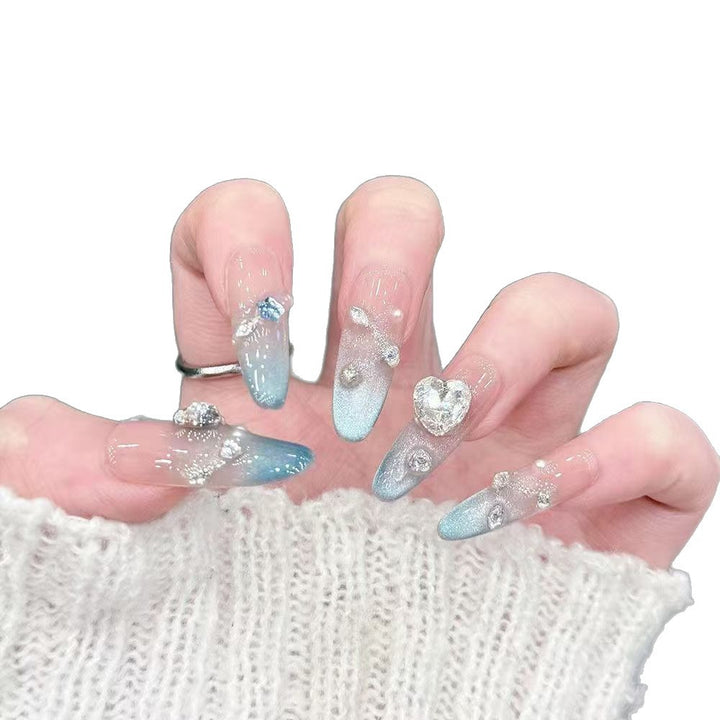 Artistic 3D Jewel-Embellished Press-On Nail Set Stornfield
