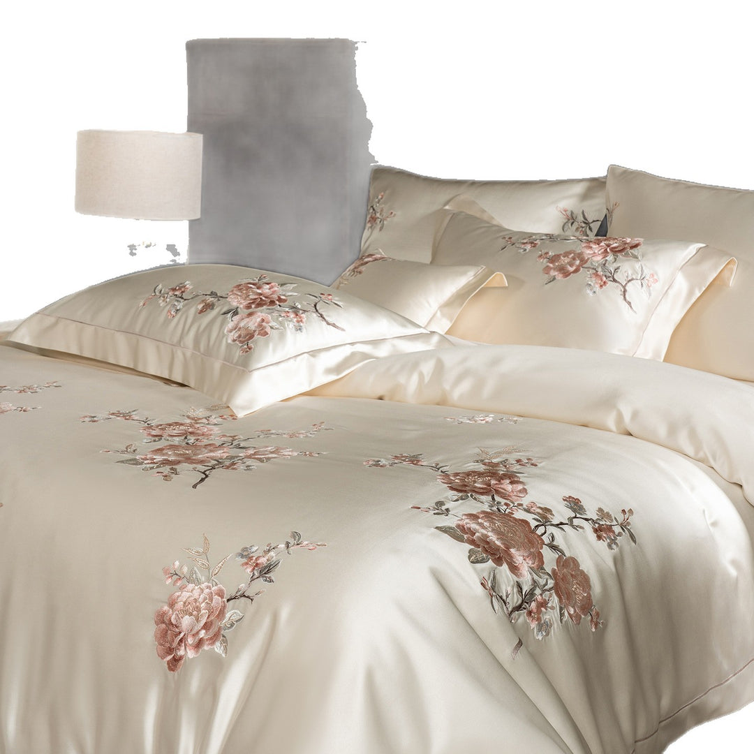 Embroidered Satin Duvet Cover Bedding Set