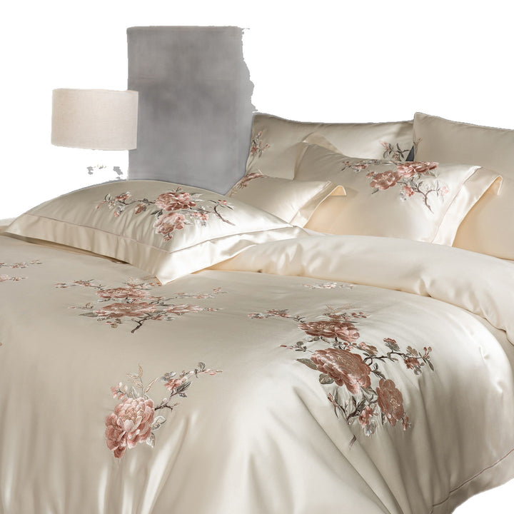 Embroidered Satin Duvet Cover Bedding Set