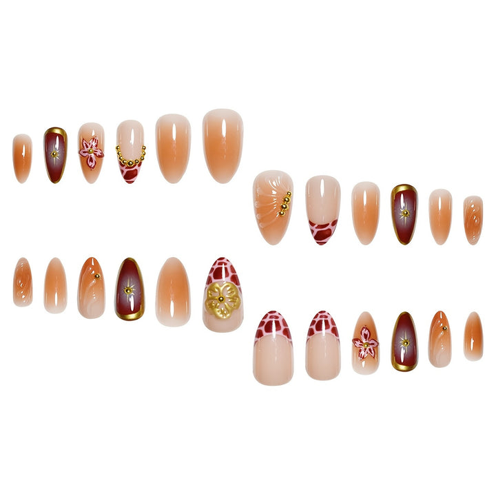 Artistic Stiletto Press-On Nails with Floral and Star Designs Stornfield