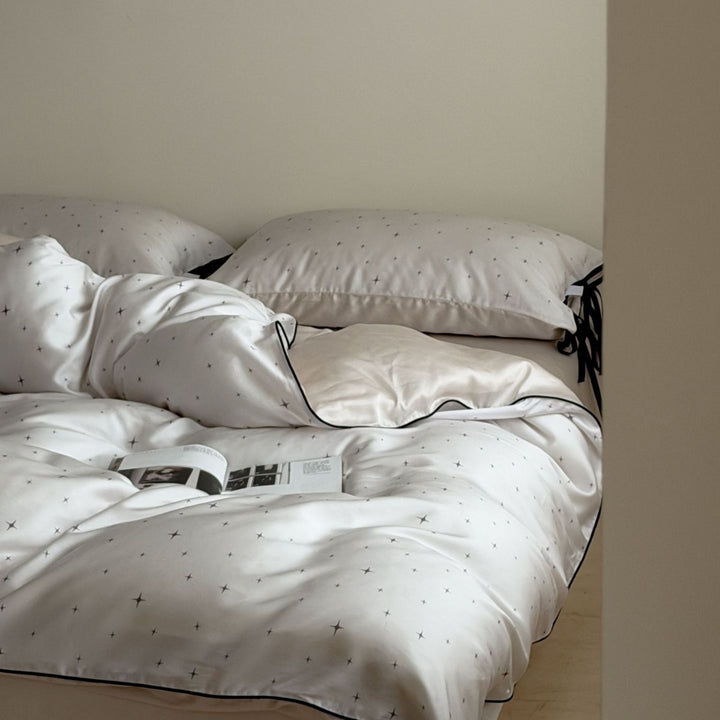 Cooling Satin-Feel Microfiber Duvet Cover Set with Hidden Closure and Corner Ties