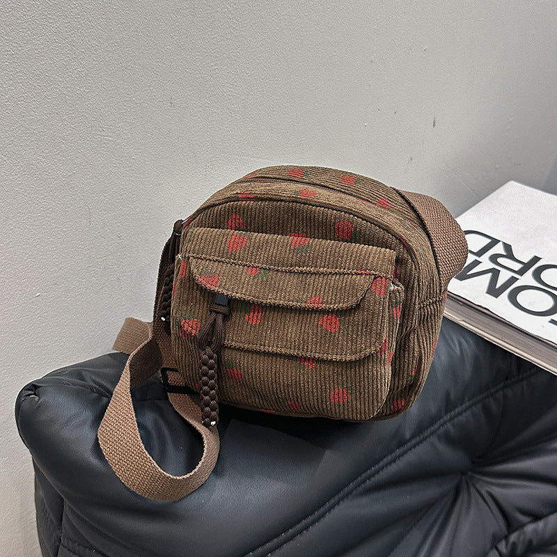 Stylish Corduroy Crossbody Bag