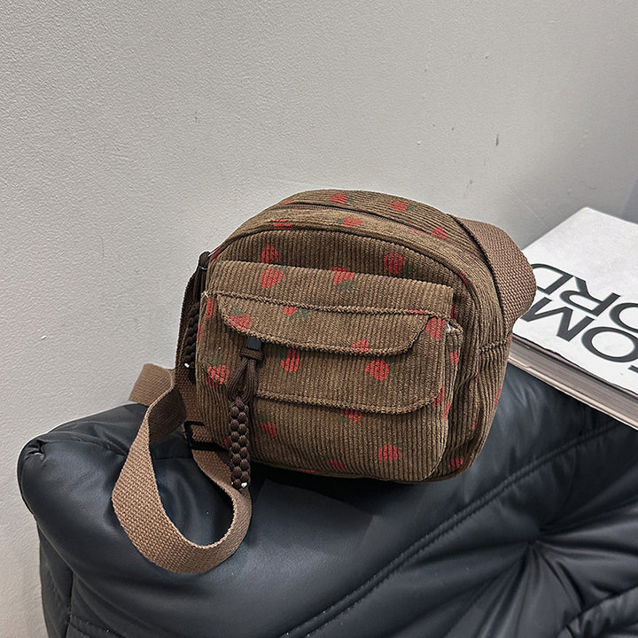 Stylish Corduroy Crossbody Bag