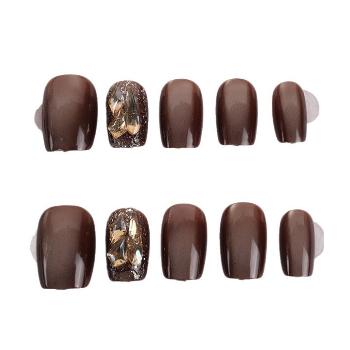 Premium Artistic Press-On Nail Set with Gem Accents Stornfield