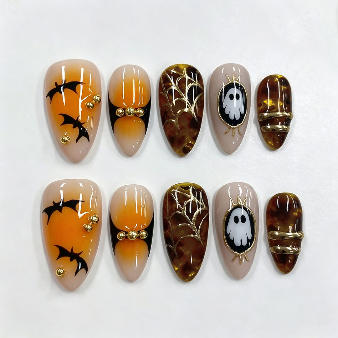 Festive Halloween-Themed Press-On Nail Art Set Stornfield