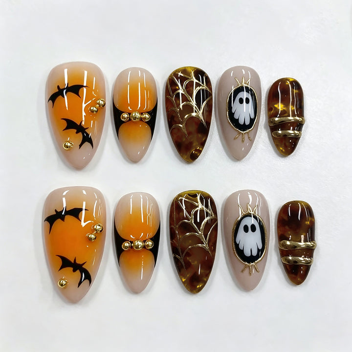 Festive Halloween-Themed Press-On Nail Art Set Stornfield