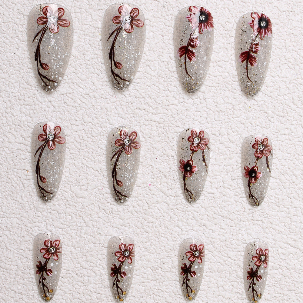 Artistic Floral Press-On Nail Set Stornfield