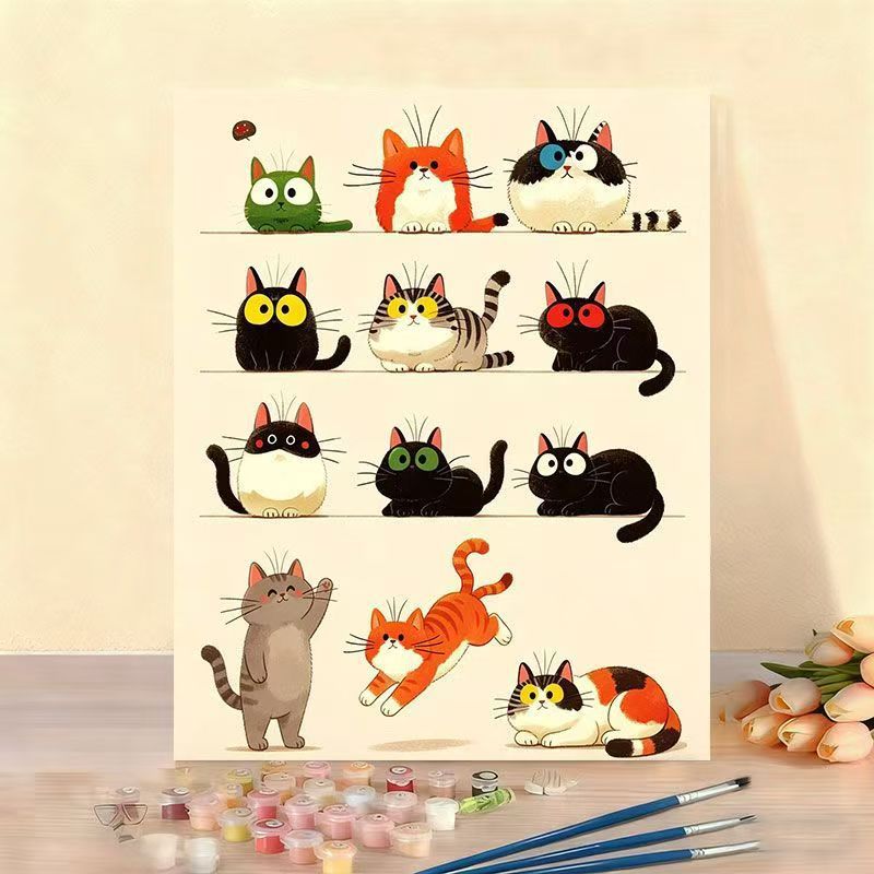 Cat-Themed Paint by Numbers Canvas Art Kit Stornfield