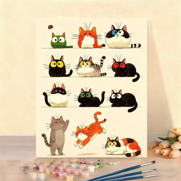 Cat-Themed Paint by Numbers Canvas Art Kit Stornfield