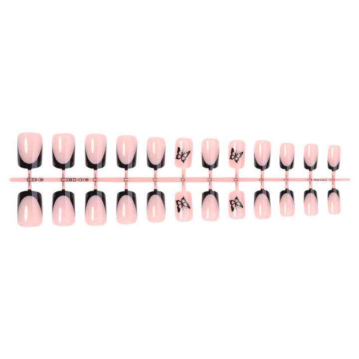 Decorative Press-On Nail Set with Elegant Bow Accents Stornfield
