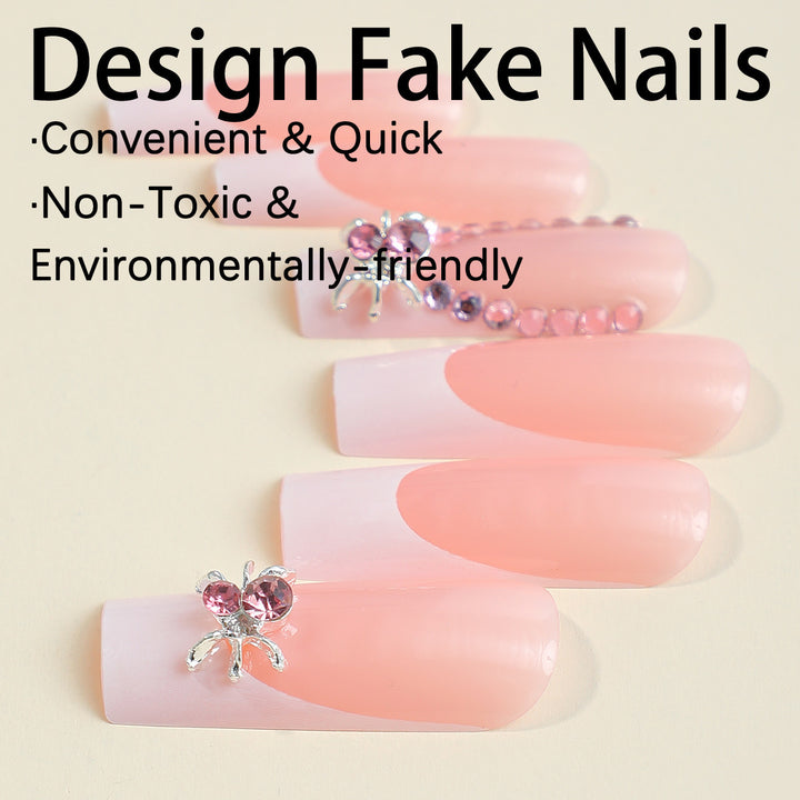 Glamorous artificial nail tips with 3D decorative elements Stornfield