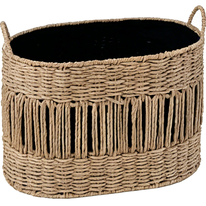 Decorative storage basket with fringes Stornfield